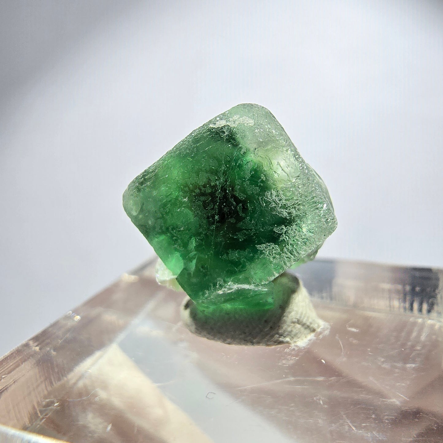 Rare phantom fluorite cube crystal, green-brown, Erongo, Namibia, 14*13*11mm 