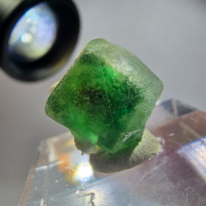 Rare phantom fluorite cube crystal, green-brown, Erongo, Namibia, 14*13*11mm 