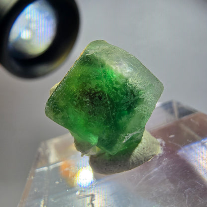 Rare phantom fluorite cube crystal, green-brown, Erongo, Namibia, 14*13*11mm 