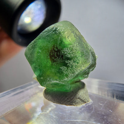 Rare phantom fluorite cube crystal, green-brown, Erongo, Namibia, 14*13*11mm 