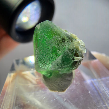 Rare phantom fluorite cube crystal, green-brown, Erongo, Namibia, 14*13*11mm 