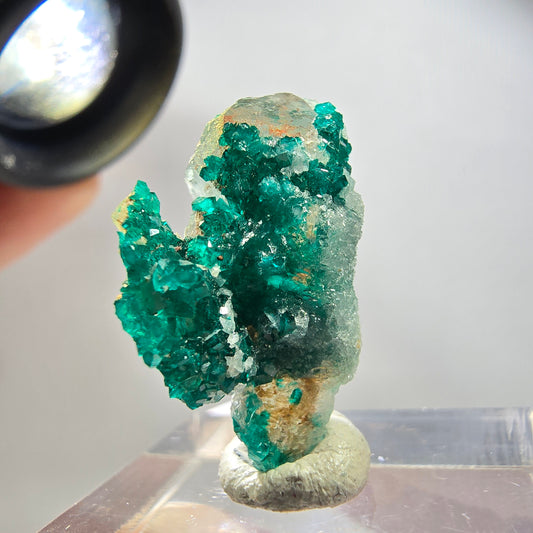 Seltene Dioptas xx auf Calcit XX Stufe Tsumeb Mine, Namibia 24*14*10mm