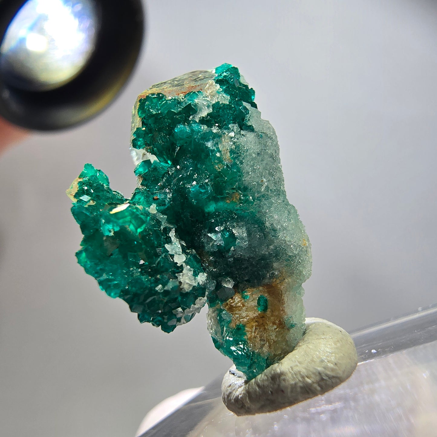 Seltene Dioptas xx auf Calcit XX Stufe Tsumeb Mine, Namibia 24*14*10mm