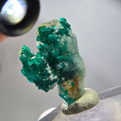 Seltene Dioptas xx auf Calcit XX Stufe Tsumeb Mine, Namibia 24*14*10mm