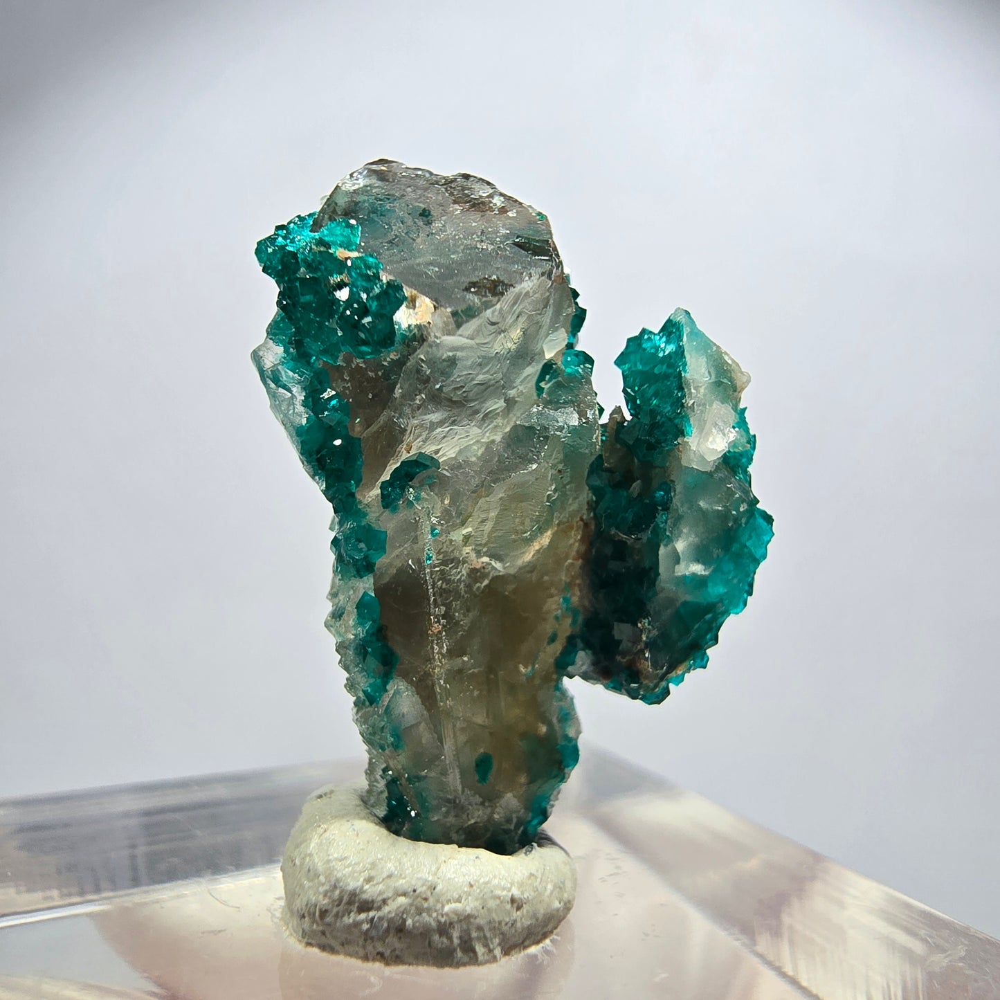 Seltene Dioptas xx auf Calcit XX Stufe Tsumeb Mine, Namibia 24*14*10mm