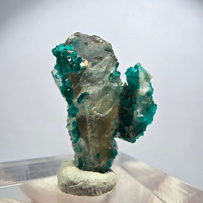 Seltene Dioptas xx auf Calcit XX Stufe Tsumeb Mine, Namibia 24*14*10mm