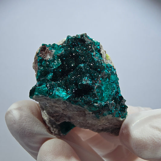 Seltene Dioptas XX, Mottramit auf Matrix Stufe Tsumeb Mine, Namibia 41*34*19mm