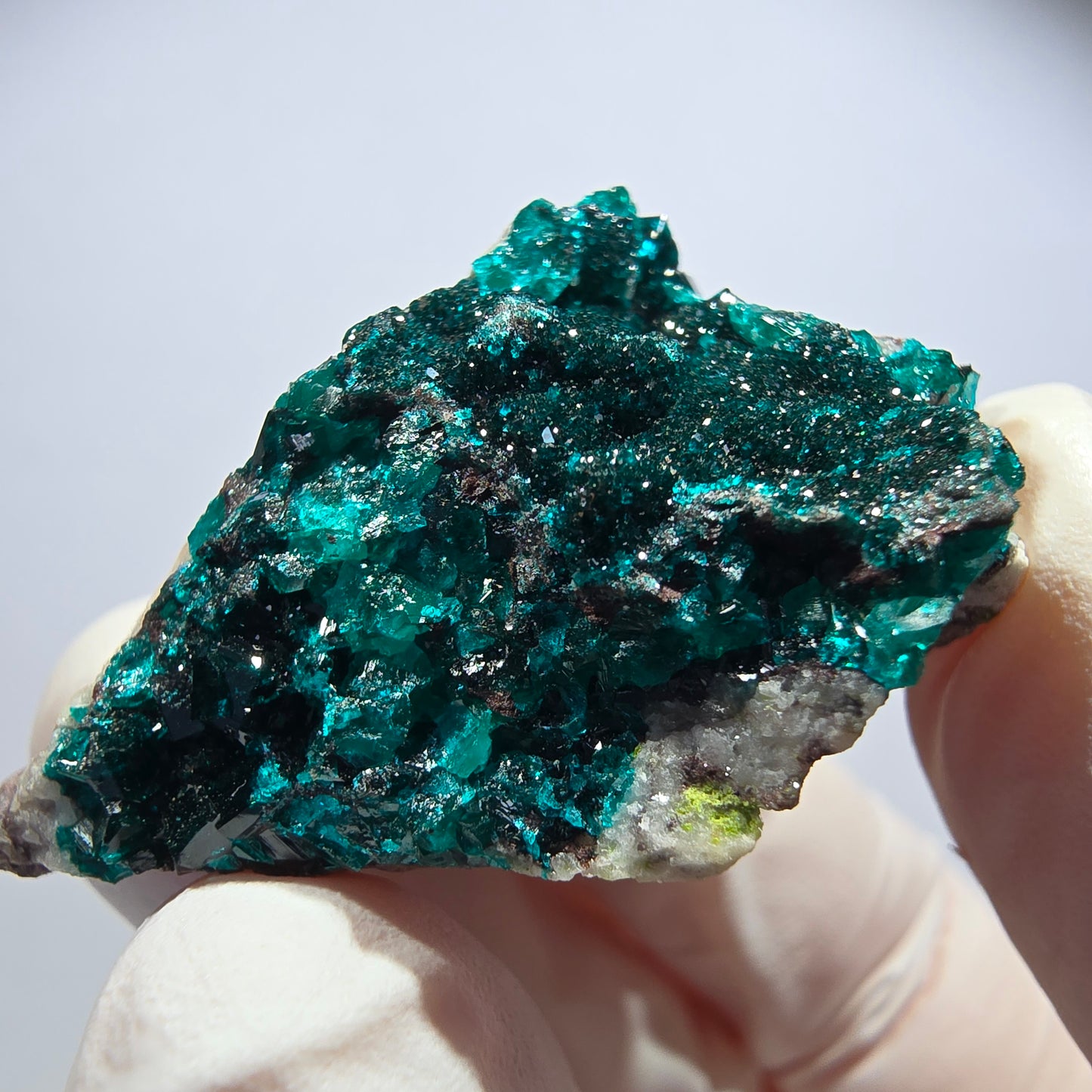 Seltene Dioptas XX, Mottramit auf Matrix Stufe Tsumeb Mine, Namibia 41*34*19mm