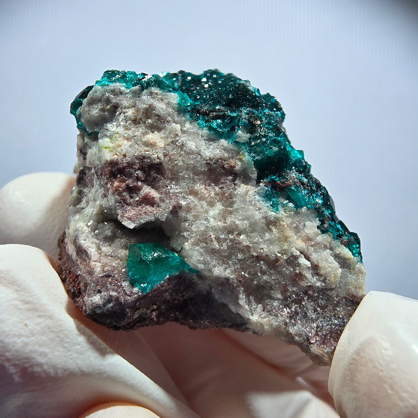 Seltene Dioptas XX, Mottramit auf Matrix Stufe Tsumeb Mine, Namibia 41*34*19mm