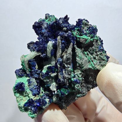 Seltene Azurit XX, Malachit, Calcit Stufe Tsumeb Mine, Namibia 53*40*25mm
