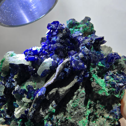 Seltene Azurit XX, Malachit, Calcit Stufe Tsumeb Mine, Namibia 53*40*25mm