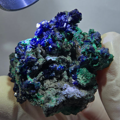 Seltene Azurit XX, Malachit, Calcit Stufe Tsumeb Mine, Namibia 53*40*25mm