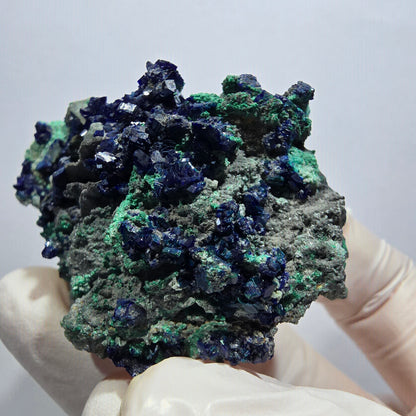 Seltene Azurit XX, Malachit, Calcit Stufe Tsumeb Mine, Namibia 53*40*25mm