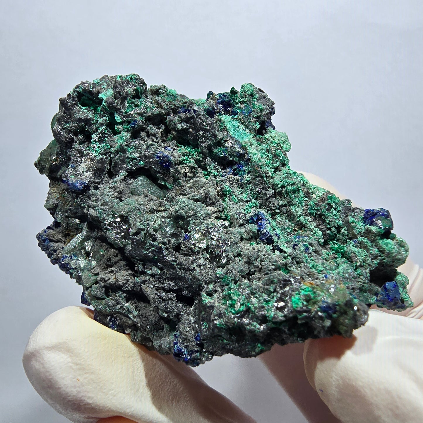 Seltene Azurit XX, Malachit, Calcit Stufe Tsumeb Mine, Namibia 53*40*25mm
