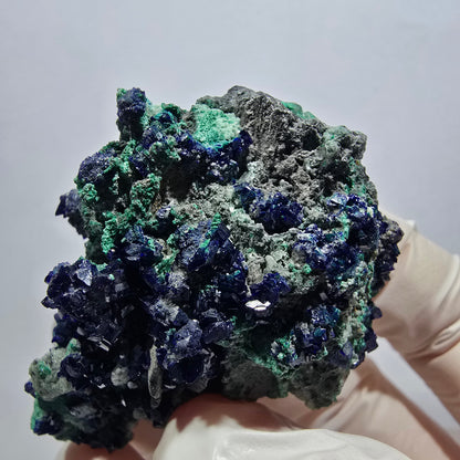 Seltene Azurit XX, Malachit, Calcit Stufe Tsumeb Mine, Namibia 53*40*25mm