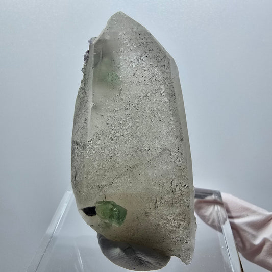 Phantom Fluorit, Rauchquarz, Schörl Turmalin, Muskovit Stufe Erongo, Namibia 56*32*13mm