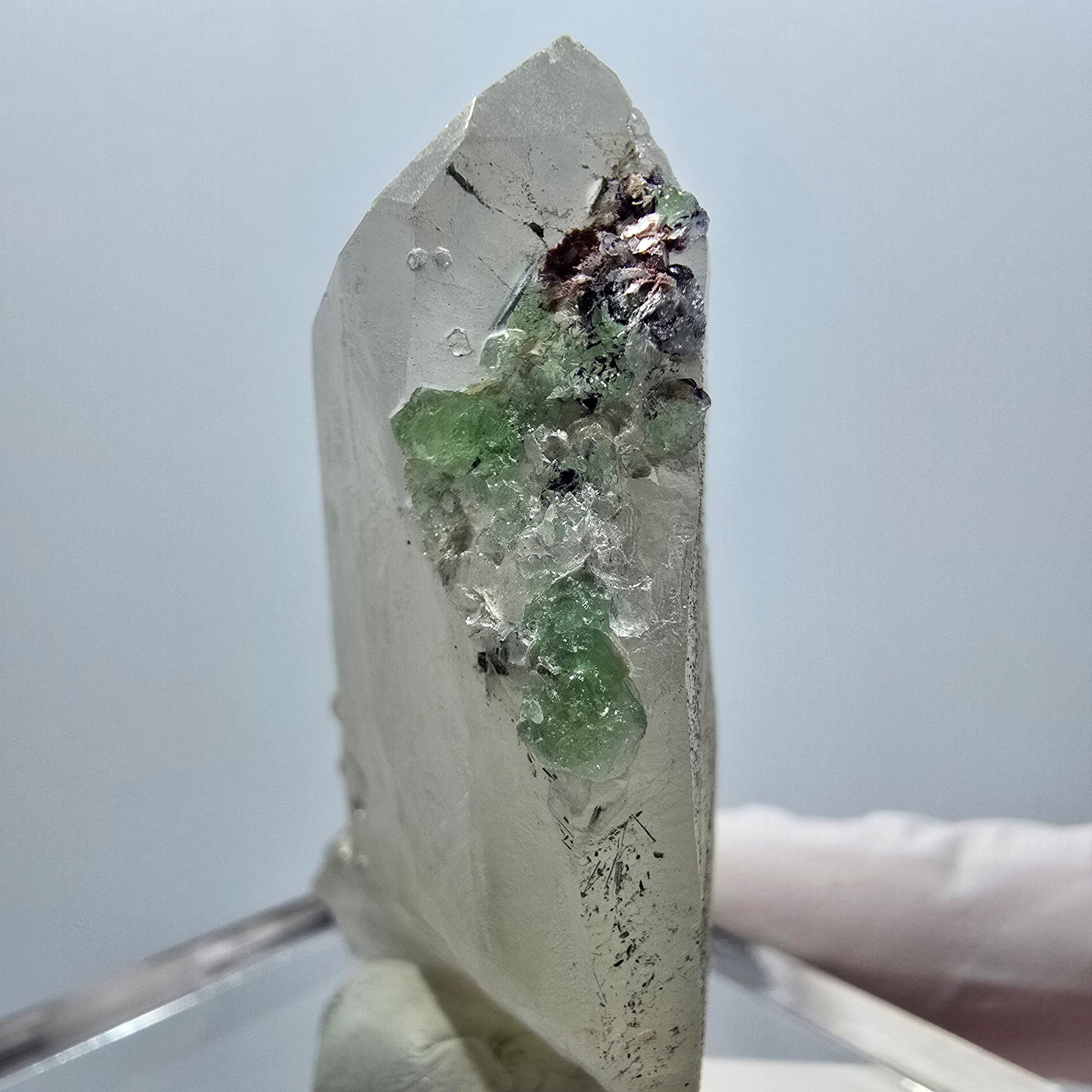 Phantom Fluorit, Rauchquarz, Schörl Turmalin, Muskovit Stufe Erongo, Namibia 56*32*13mm
