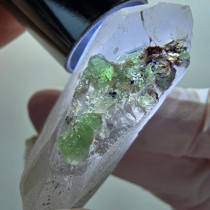 Phantom Fluorit, Rauchquarz, Schörl Turmalin, Muskovit Stufe Erongo, Namibia 56*32*13mm