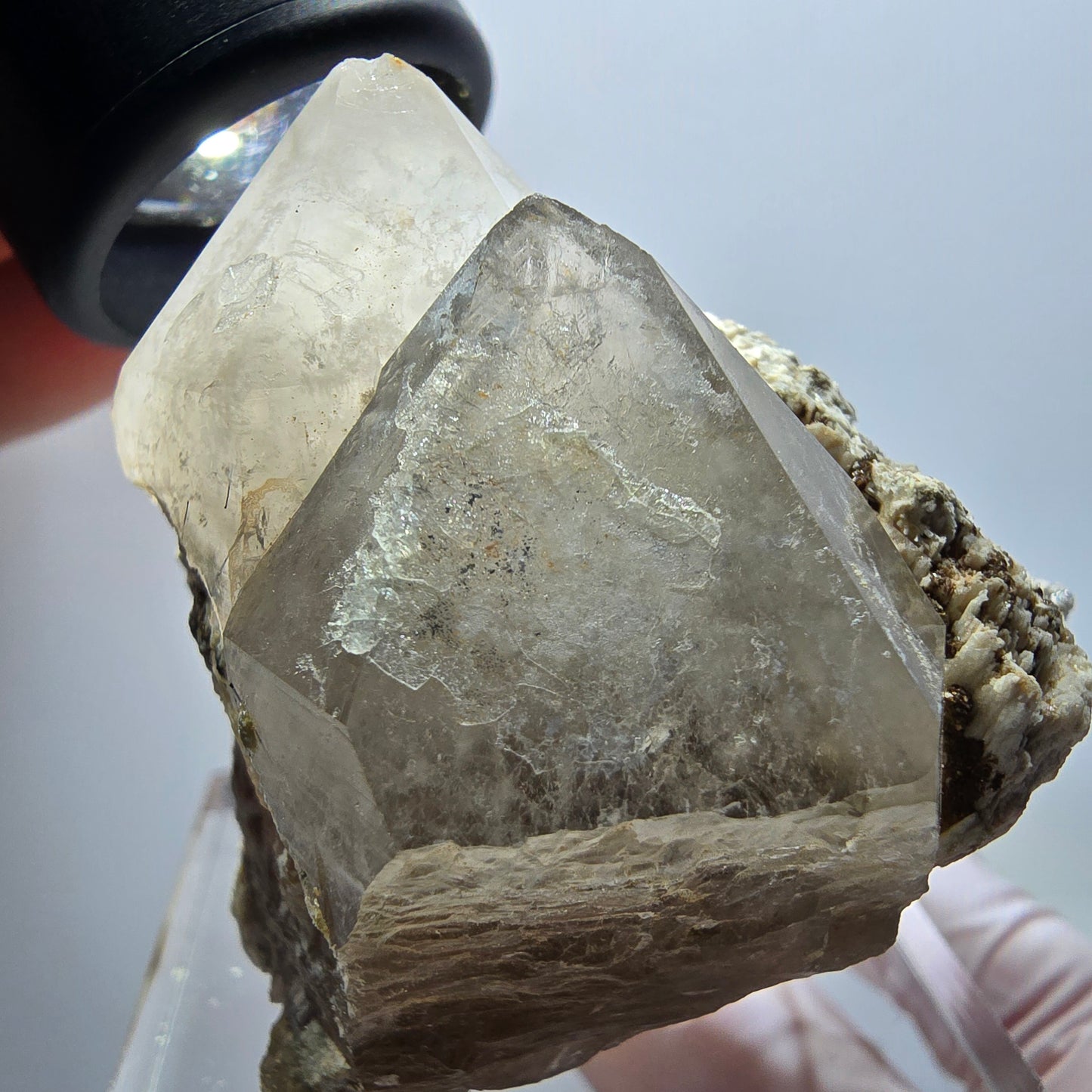 Phantom Rauchquarz, Muskovit, Schörl Turmalin, Hyalit Opal Erongo, Namibia 53*49*39 mm