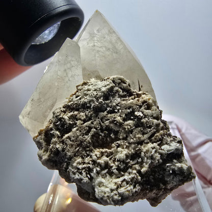 Phantom Rauchquarz, Muskovit, Schörl Turmalin, Hyalit Opal Erongo, Namibia 53*49*39 mm