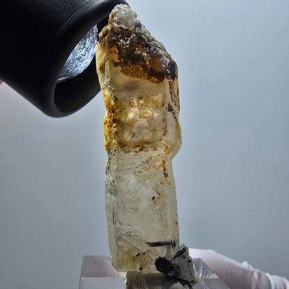 Rauchquarz Zepter, Hyalit Opal, Schörl Turmalin, Orthoklas Erongo, Namibia 52*17*12mm