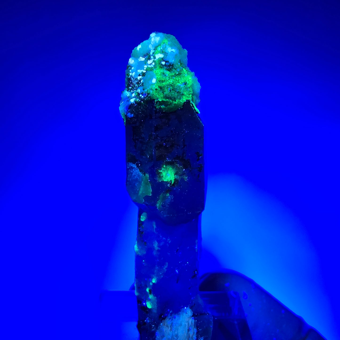 Rauchquarz Zepter, Hyalit Opal, Schörl Turmalin, Orthoklas Erongo, Namibia 52*17*12mm