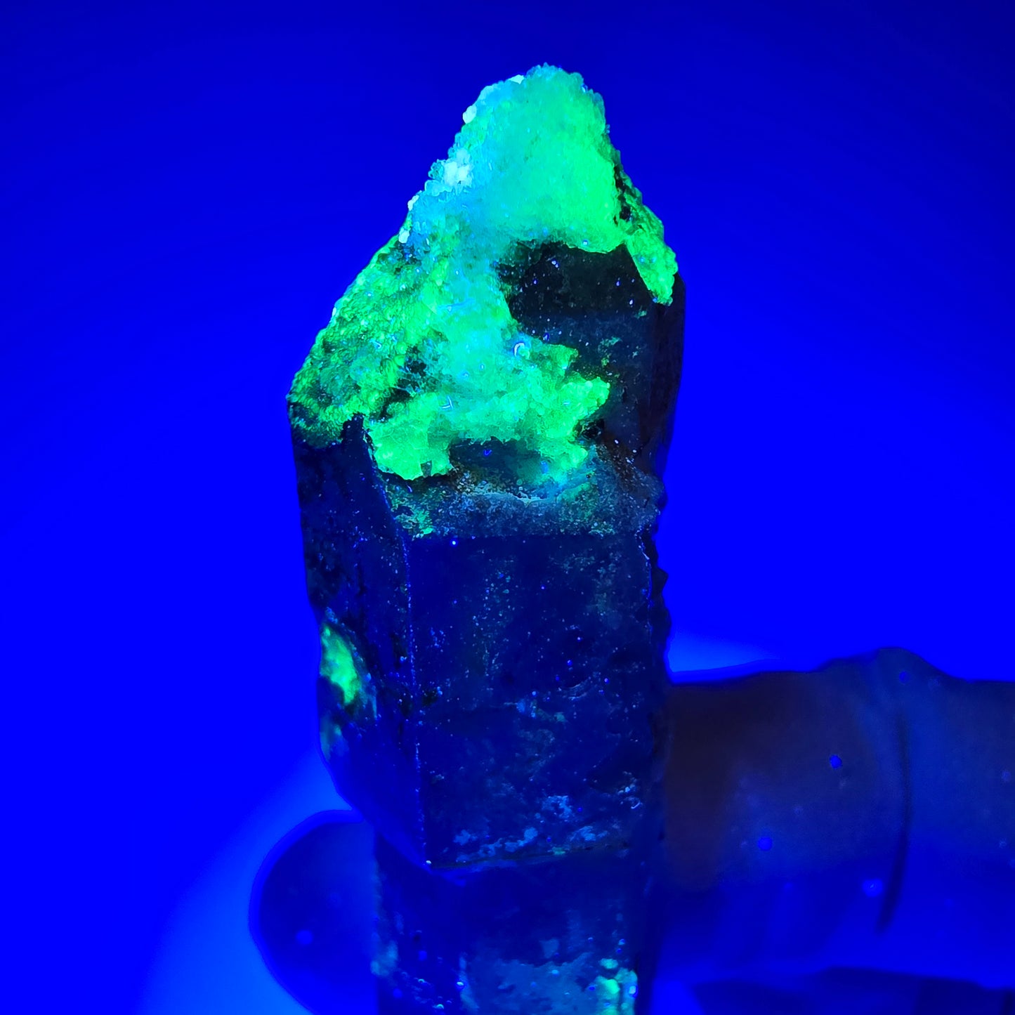 Rauchquarz Zepter, Hyalit Opal, Schörl Turmalin, Orthoklas Erongo, Namibia 52*17*12mm