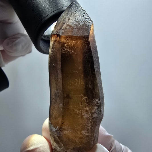 Seltenes Skelett Rauchquarz Zepter mit Hyalit Opal Erongo, Namibia 80*22*17mm