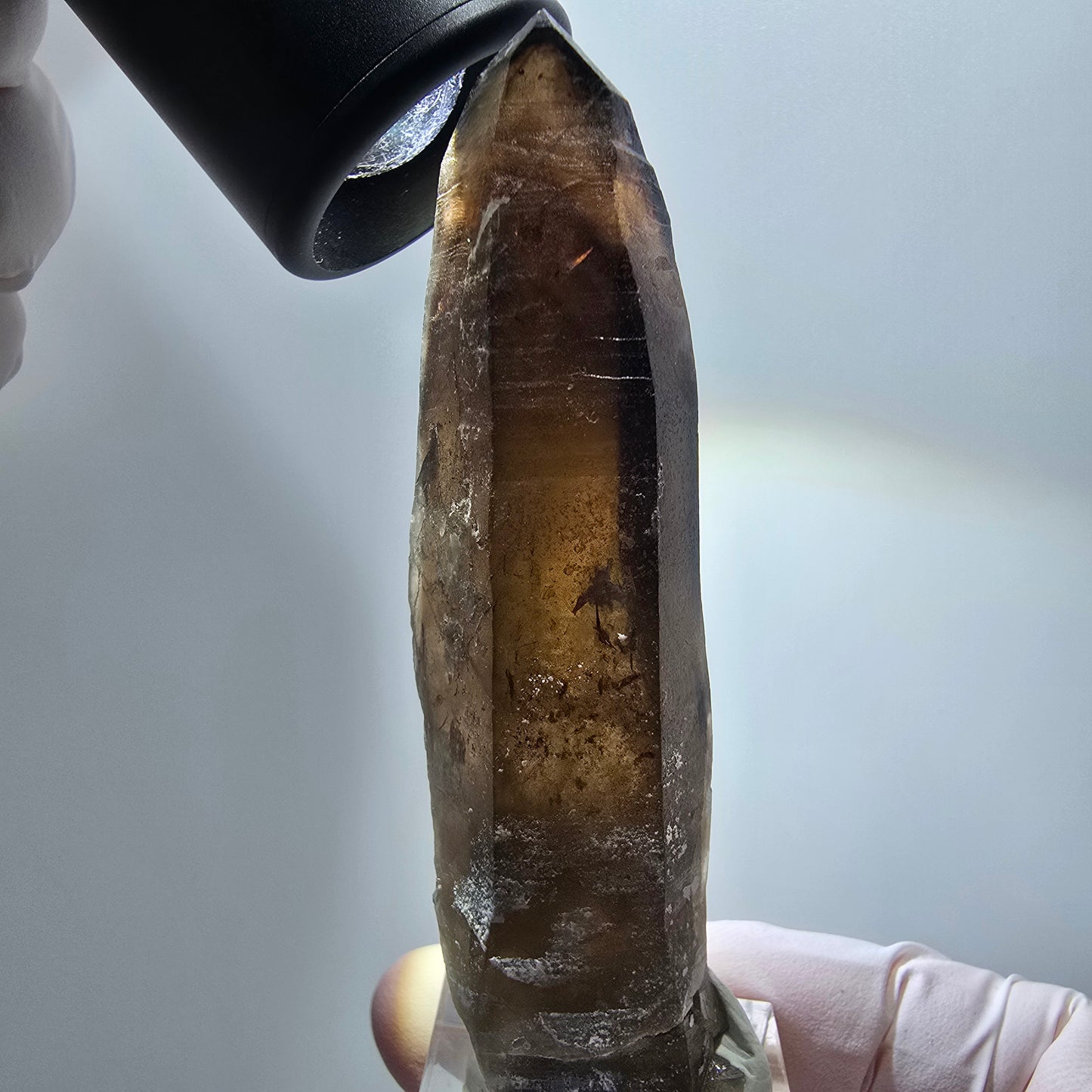 Seltenes Skelett Rauchquarz Zepter mit Hyalit Opal Erongo, Namibia 80*22*17mm