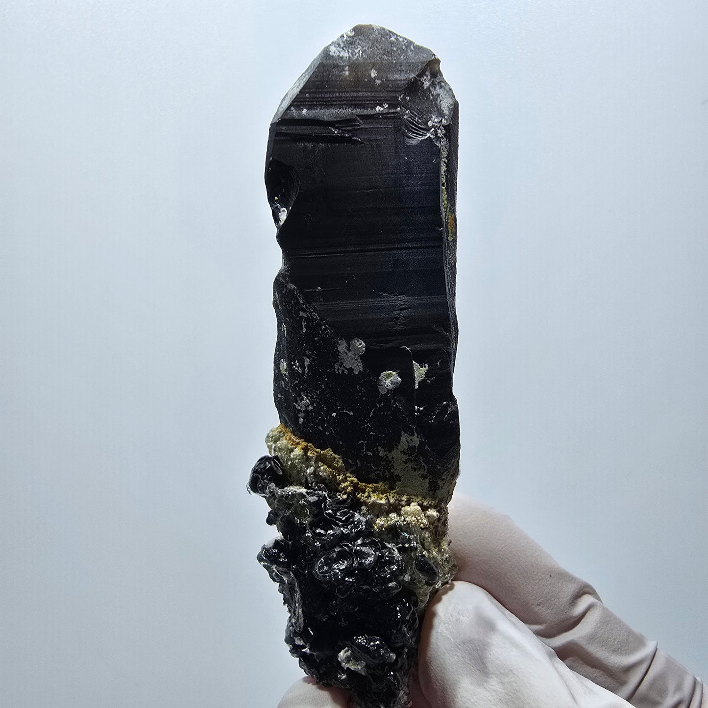 Seltenes Skelett Rauchquarz Zepter mit Hyalit Opal Erongo, Namibia 80*25*23mm