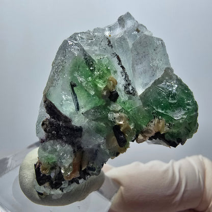 Rare clear phantom fluorite, schorl tourmaline, muscovite specimen Erongo, Namibia 45*29*23mm 