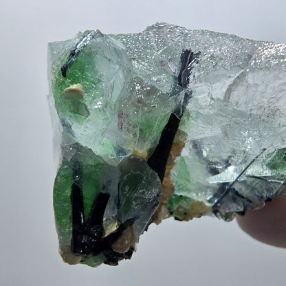 Rare clear phantom fluorite, schorl tourmaline, muscovite specimen Erongo, Namibia 45*29*23mm 