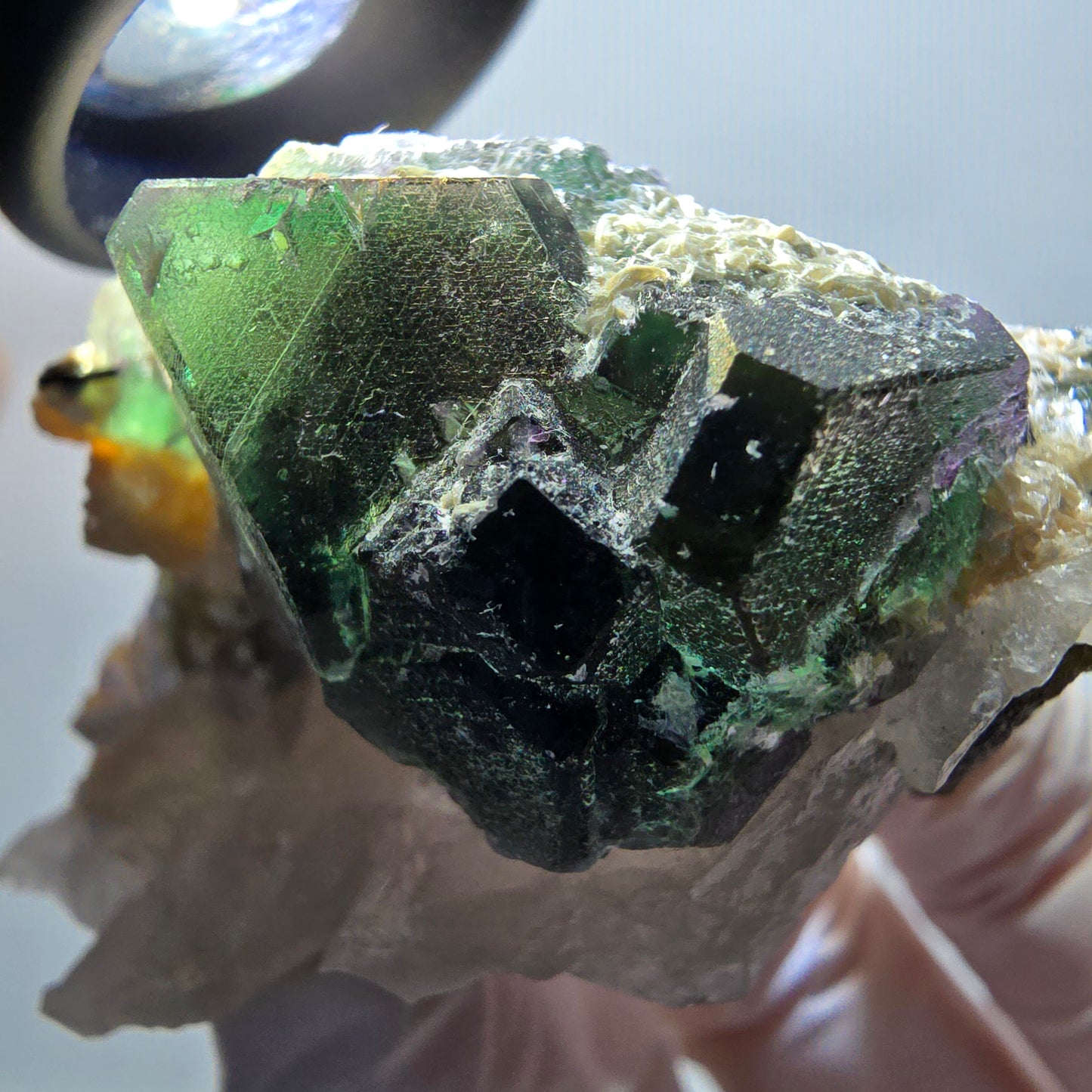 Phantom fluorite, hexagonal, smoky quartz, muscovite, tourmaline Erongo, Namibia 62*39*32mm 