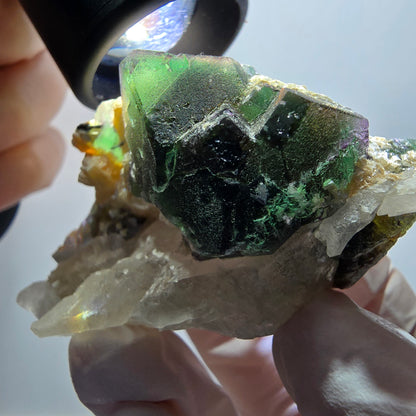 Phantom fluorite, hexagonal, smoky quartz, muscovite, tourmaline Erongo, Namibia 62*39*32mm 