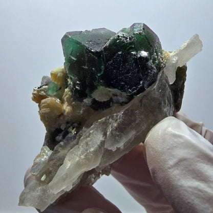 Phantom fluorite, hexagonal, smoky quartz, muscovite, tourmaline Erongo, Namibia 62*39*32mm 