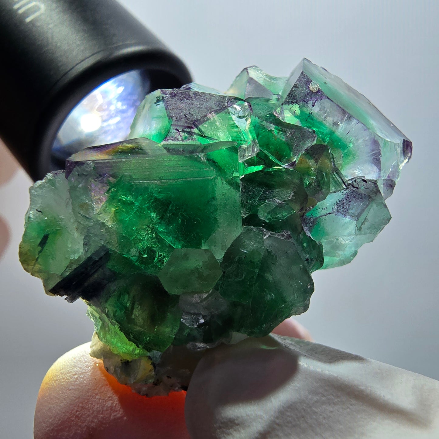 Extremely clear phantom fluorite cubes, muscovite, schorl tourmaline Erongo, Namibia 40*27*22mm 