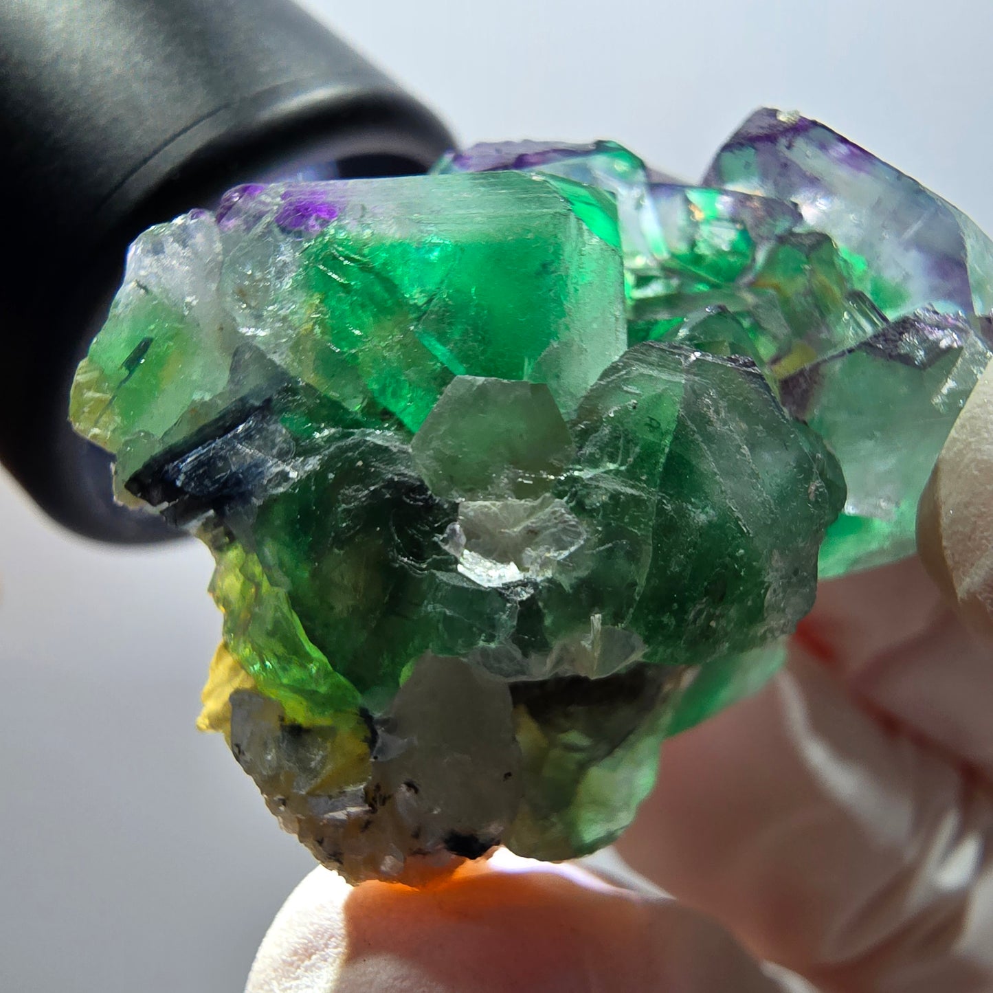 Extremely clear phantom fluorite cubes, muscovite, schorl tourmaline Erongo, Namibia 40*27*22mm 
