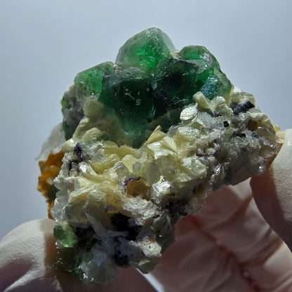 Cube de fluorite fantôme, muscovite, spécimen de quartz fumé d'Erongo, Namibie 38*32*21 mm 