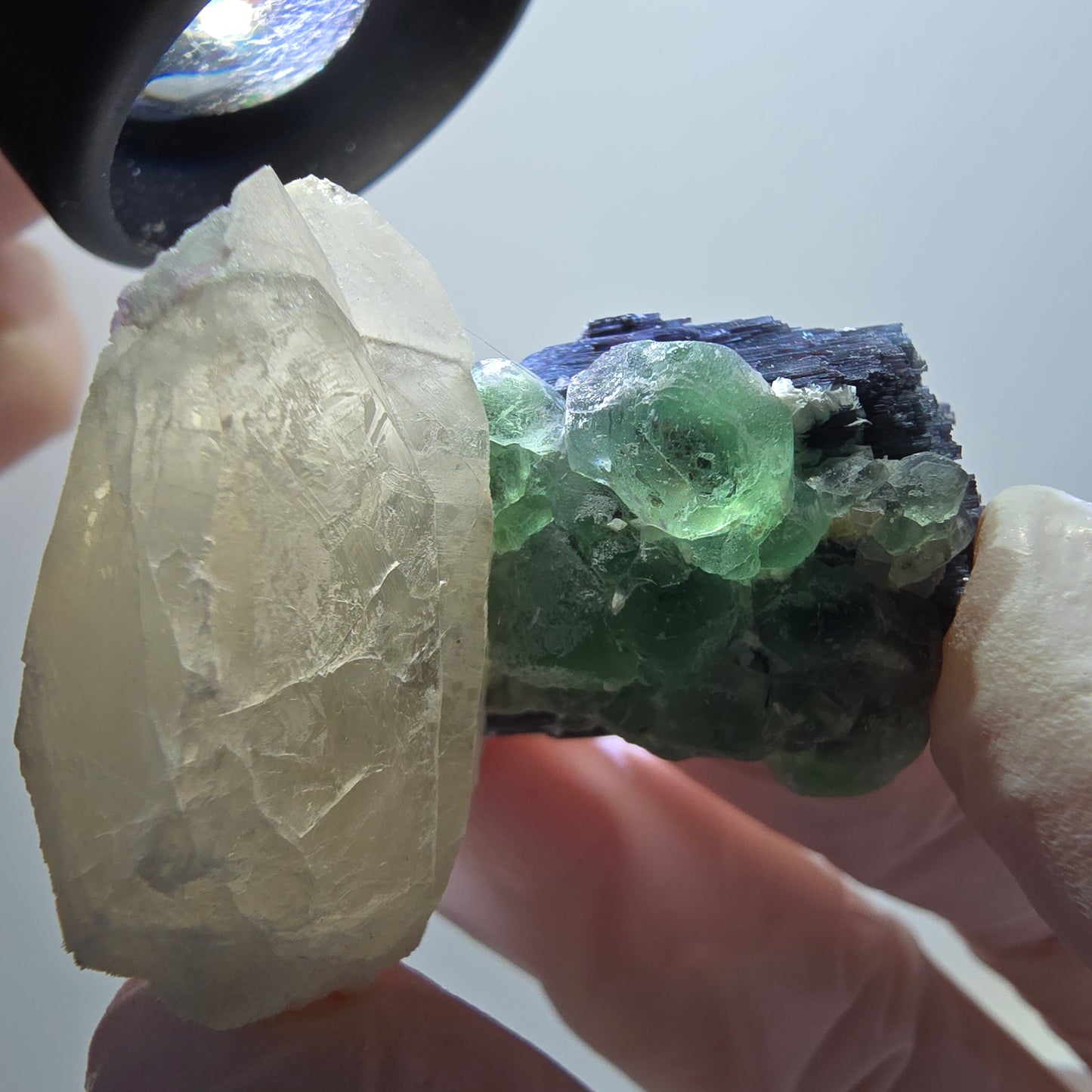 Phantom Fluorit, Schörl Turmalin, Rauchquarz Stufe Erongo, Namibia 36*33*29mm