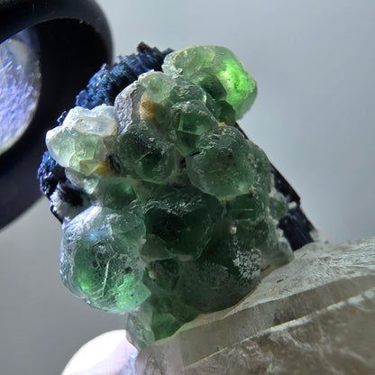 Phantom Fluorit, Schörl Turmalin, Rauchquarz Stufe Erongo, Namibia 36*33*29mm
