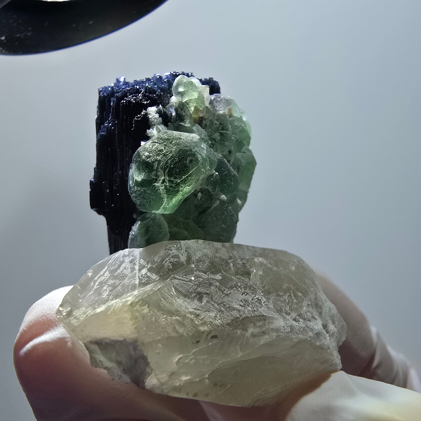 Phantom Fluorit, Schörl Turmalin, Rauchquarz Stufe Erongo, Namibia 36*33*29mm