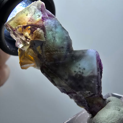 Phantom Fluorit Würfel, Muskovit Stufe Erongo, Namibia 48*24*14mm