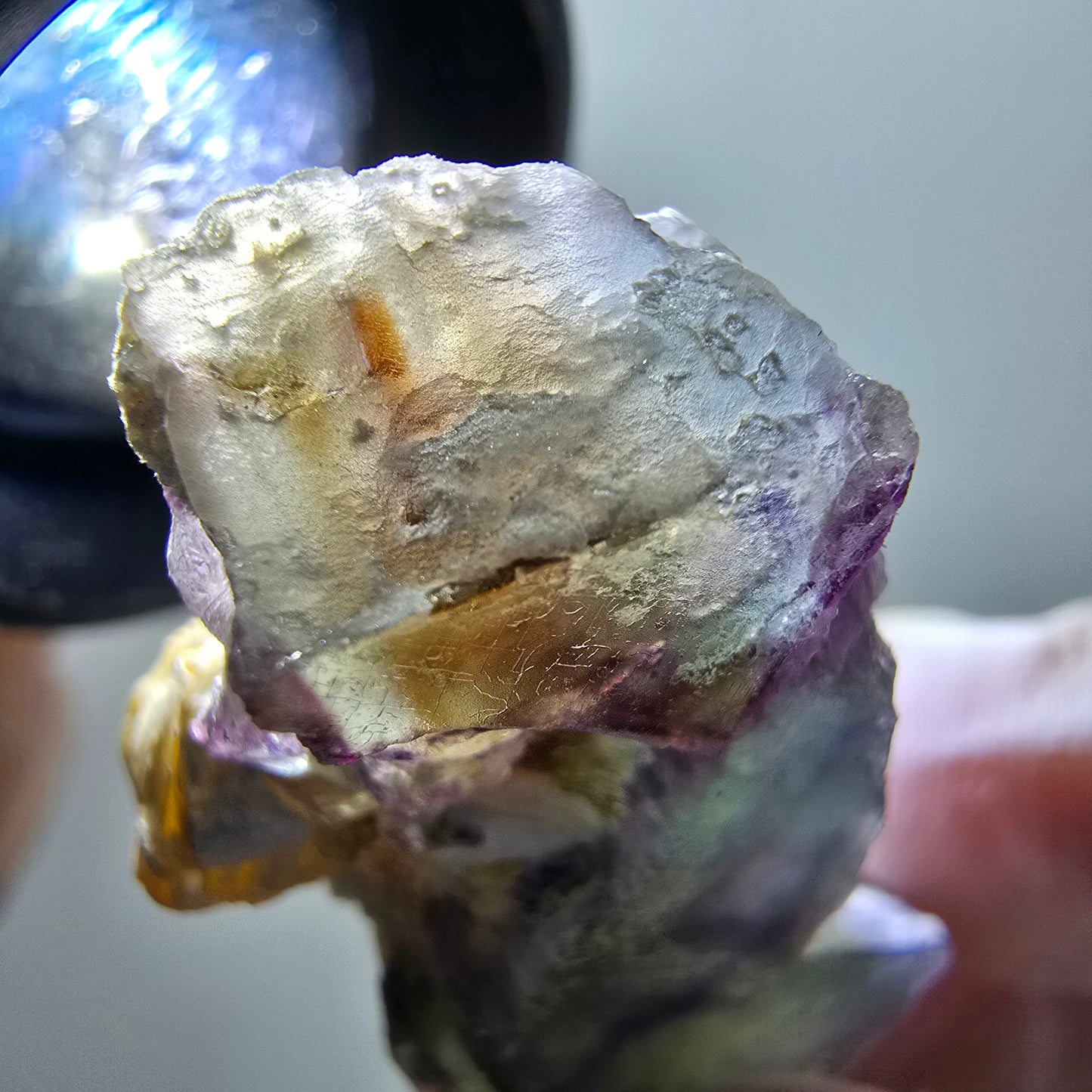 Phantom Fluorit Würfel, Muskovit Stufe Erongo, Namibia 48*24*14mm