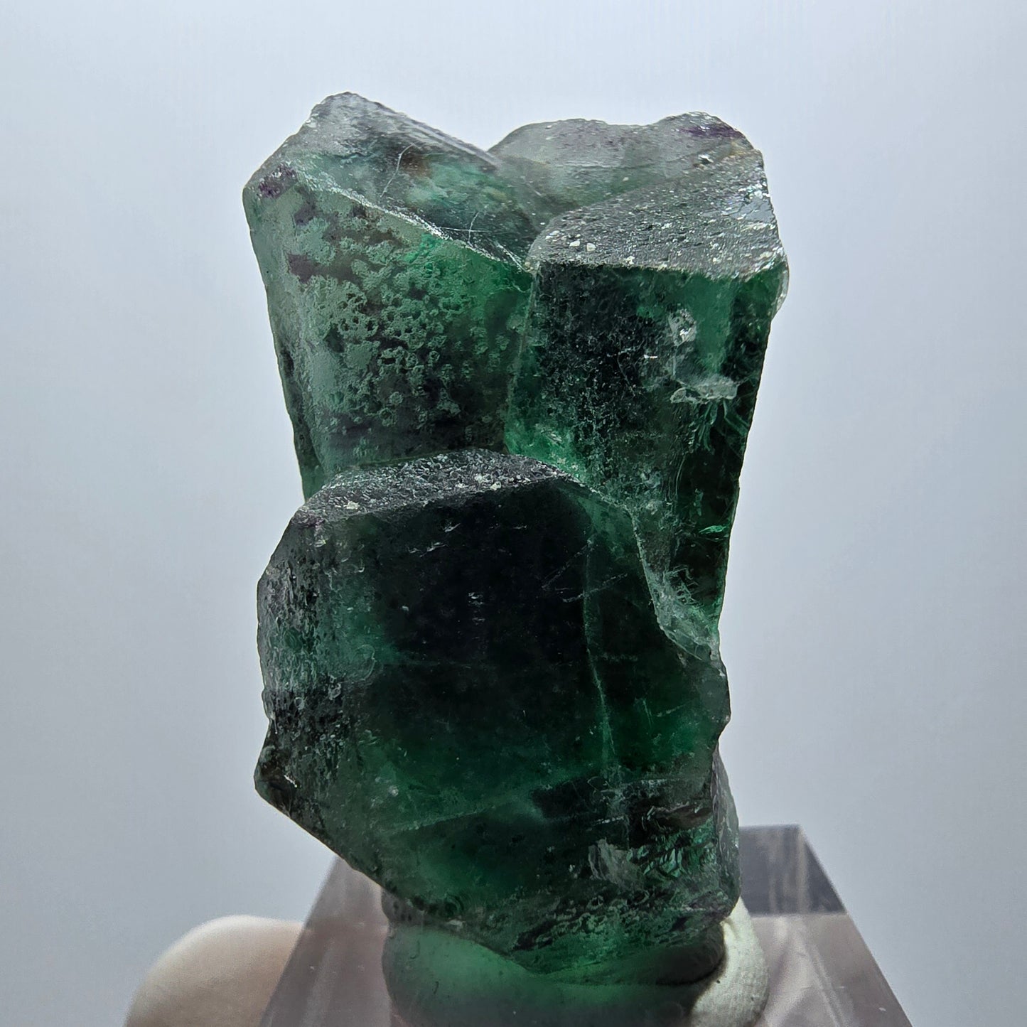Spécimen cubique de fluorite fantôme très clair, vert-brun, Erongo, Namibie, 44*23*24 mm 