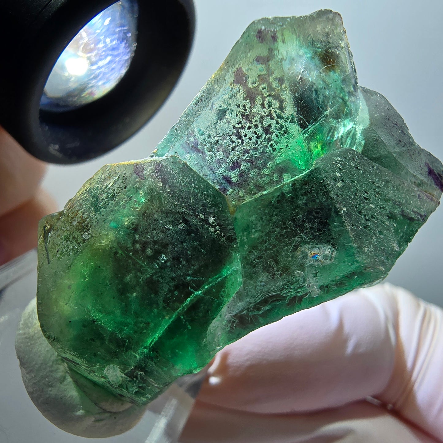 Spécimen cubique de fluorite fantôme très clair, vert-brun, Erongo, Namibie, 44*23*24 mm 