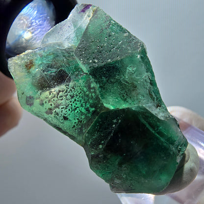 Spécimen cubique de fluorite fantôme très clair, vert-brun, Erongo, Namibie, 44*23*24 mm 