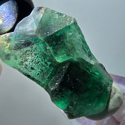Spécimen cubique de fluorite fantôme très clair, vert-brun, Erongo, Namibie, 44*23*24 mm 