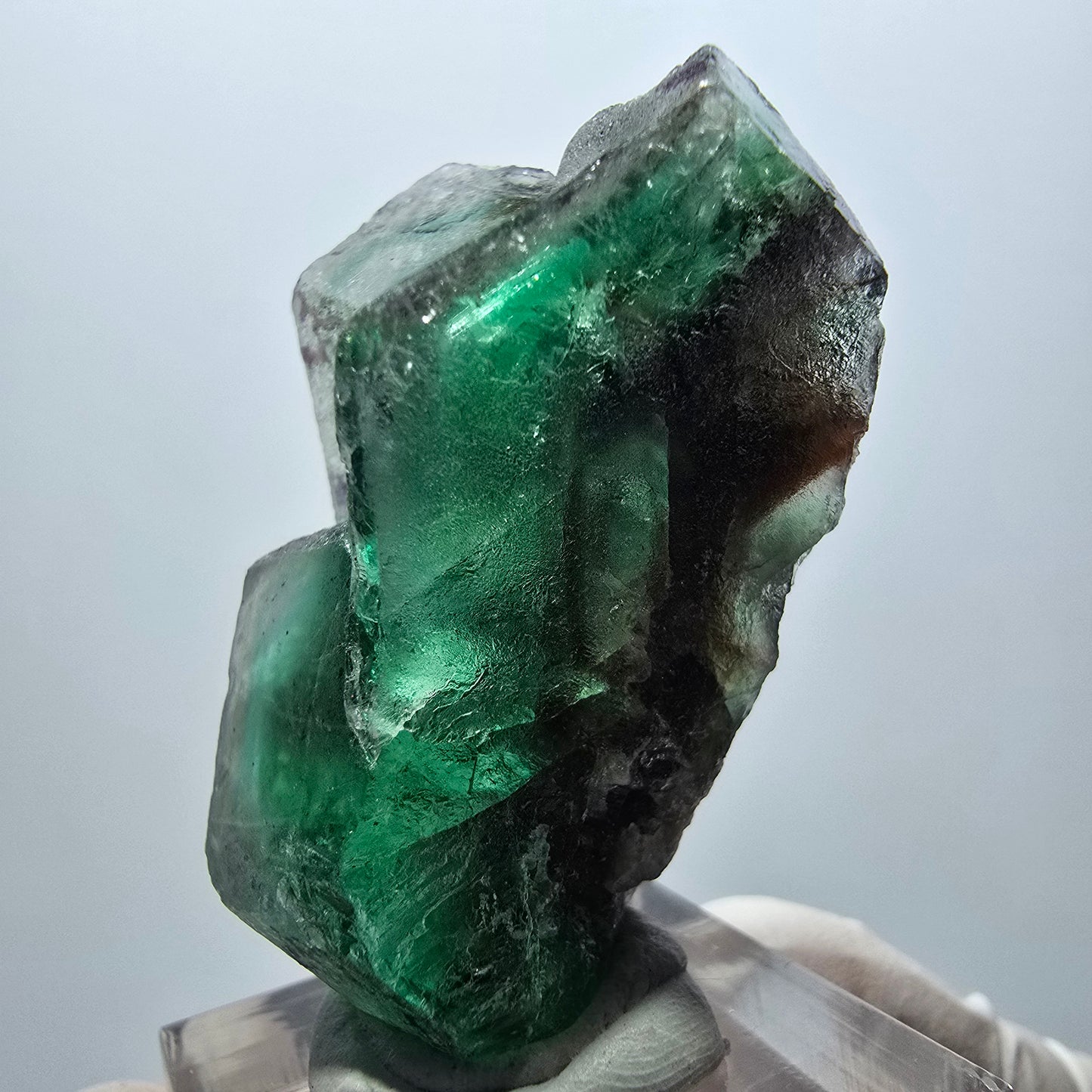 Spécimen cubique de fluorite fantôme très clair, vert-brun, Erongo, Namibie, 44*23*24 mm 