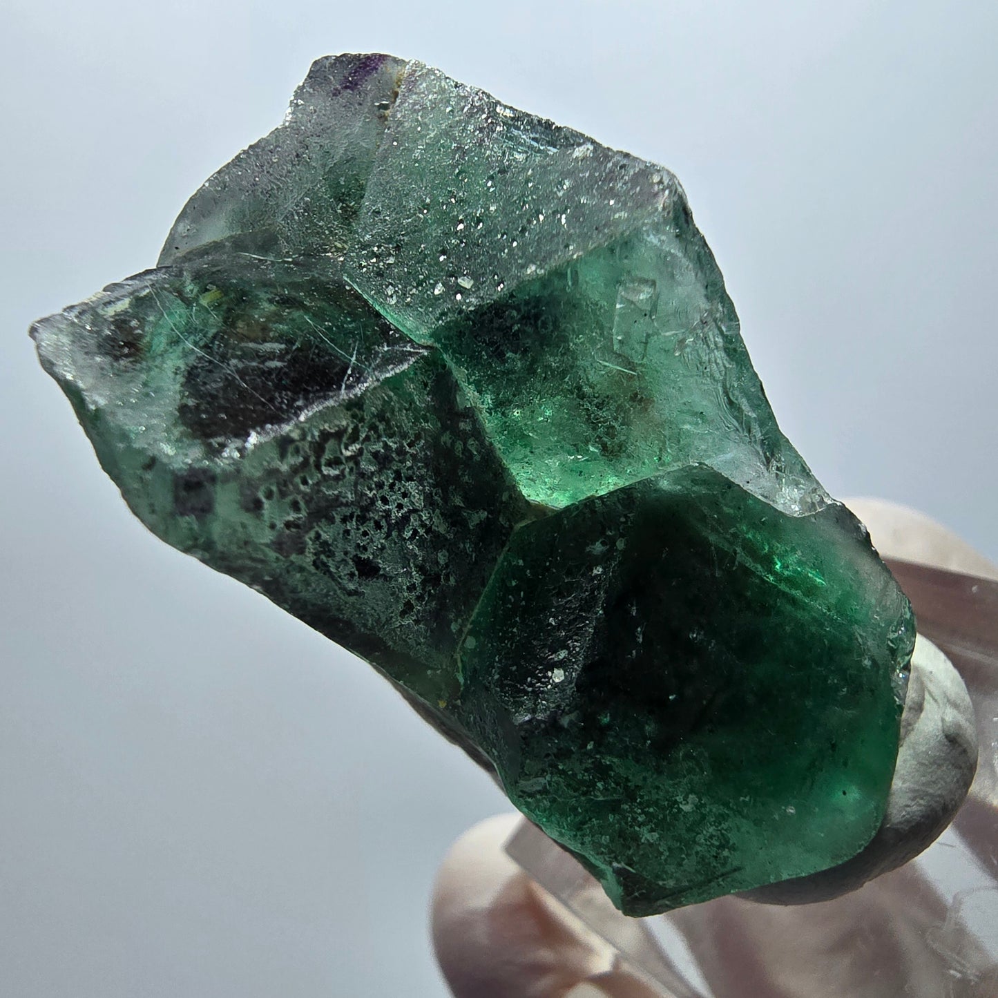 Spécimen cubique de fluorite fantôme très clair, vert-brun, Erongo, Namibie, 44*23*24 mm 