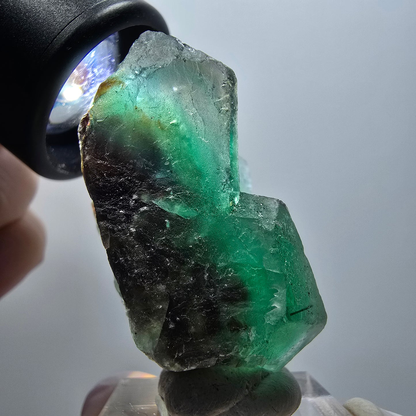 Spécimen cubique de fluorite fantôme très clair, vert-brun, Erongo, Namibie, 44*23*24 mm 